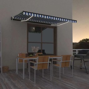 vidaXL Αναδιπλούμενη τέντα Μπλε και άσπρο 450 x 300 εκ Πολυεστέρας