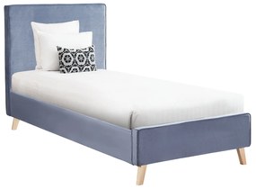 Κρεβάτι Μονό ArteLibre TULIP Σκούρο Γκρι Βελούδο 206.5x100.5x110cm (Στρώμα 90x190cm)-14920008