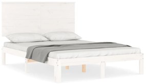 Πλαίσιο Κρεβατιού με Κεφαλάρι Λευκό 140x200 εκ. Μασίφ Ξύλο - Λευκό