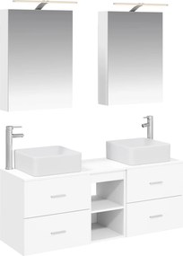 vidaXL Σετ Επίπλων Μπάνιου 5 pcs Λευκό Επεξεργασμένο Ξύλο και Γυαλί