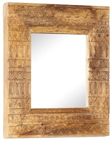 Καθρέφτης Σκαλιστός στο Χέρι 50x50x11 εκ. από Μασίφ Ξύλο Μάνγκο