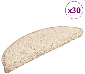 vidaXL Πατάκια Σκαλιών 30 τεμ. Κρεμ Ημίστρογγυλά 56x17x3 εκ.