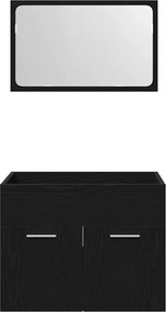 vidaXL Σετ Επίπλων Μπάνιου 2 Τεμαχίων Μαύρο Δρυς Επεξεργασμένο Ξύλο