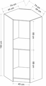 Μονοφυλλη Ντουλαπα Γωνιακη Λευκο KALEO 52x74x235