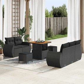 vidaXL Σετ Καναπέ Κήπου 8 pcs Μαύρο συνθετικό ρατάν