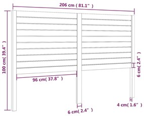 vidaXL Κεφαλάρι Κρεβατιού Λευκό 206 x 4 x 100 εκ. Μασίφ Ξύλο Πεύκου