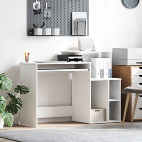 vidaXL Γραφείο με Αποθήκευση Λευκό 120.5x44x88.5 εκ Επενδυμένο Ξύλο