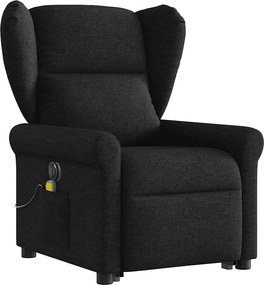 vidaXL Πολυθρόνα Μασάζ Ηλεκ. Ανακλινόμενη με Ανύψωση Μαύρη Υφασμάτινη