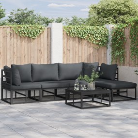 vidaXL Σετ Καναπέ Κήπου 6 pcs Μαύρο 70 x 70 x 32 εκ Αλουμίνιο