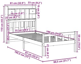 ΚΡΕΒΑΤΙ ΒΙΒΛΙΟΘΗΚΗ ΧΩΡΙΣ ΣΤΡΩΜΑ 75X190 ΕΚ ΜΑΣΙΦ ΞΥΛΟ ΠΕΥΚΟΥ 3322182