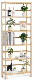 VEVOR Bamboo Bookshelf 6 Tiers Bamboo Ladder Bookcase Rectangle Storage Rack