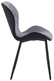 Καρέκλα ADALYN C8729.01 με PU Μαύρο kai Βελούδο Γκρί 51x58x82Υ εκ. 2αδα 51x58x82 εκ.