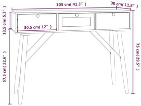 Τραπέζι Κονσόλα με Συρτάρια 105x30x75 εκ. Επεξεργασμένο Ξύλο - Καφέ