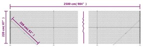 vidaXL Συρματόπλεγμα Περίφραξης Ανθρακί 2,2 x 25 μ. με Βάσεις Φλάντζα