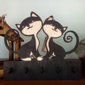 Intra απο ξύλο plywood 3mm-4mm πάχος - Διακόσμηση τοίχου για κλειδοθήκη Cat Δίασταση 30x30 cm Intraeaxys-91jd5dp1