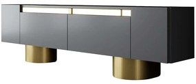 Έπιπλο Τηλεόρασης Bohem 618BLY1260 180x30x50cm Anthracite-Gold