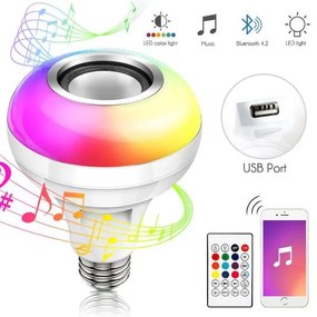 LED λάμπα RGB που αλλάζει χρώματα με ενσωματωμένο ηχείο Bluetooth, χειριστήριο και θύρα usb + Δώρο στικάκι με τραγούδια OEM