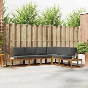 vidaXL Σειρά Καναπέ Εξωτερικού 6 Τεμάχιο Φυσικό και Ανθρακί