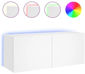 vidaXL Έπιπλο Τοίχου Τηλεόρασης με LED Λευκό 100x35x41 εκ.
