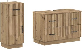 vidaXL Σετ Ντουλαπιών Μπάνιου 2 Τεμαχίων HOORN Artisan Δρυς
