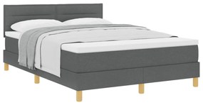vidaXL Box Spring Κρεβάτι με Στρώμα Σκούρο Γκρι 140x190 εκ. Ύφασμα