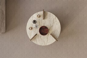Τραπεζάκι Σαλονιού Τραβερτίνη / Καρυδί IMEDRA 70x70x45