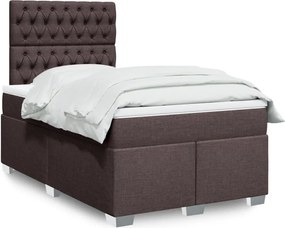 vidaXL Κρεβάτι Boxspring με Στρώμα Σκούρο Καφέ 120x190 εκ Υφασμάτινο