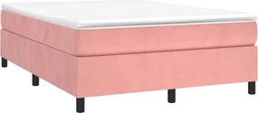 vidaXL Κρεβάτι Boxspring με Στρώμα Ροζ 140x200 εκ. Βελούδινο