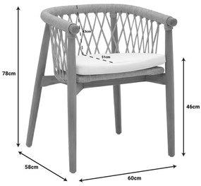 Πολυθρόνα Abby σκελετός από teak ξύλο σε φυσική απόχρωση και κρεμ μαξιλάρι 60x58x78εκ 60x58x78 εκ.