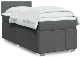 vidaXL Κρεβάτι Boxspring με Στρώμα Σκούρο Γκρι 90x200 εκ. Υφασμάτινο