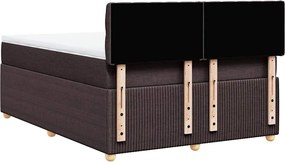 vidaXL Κρεβάτι Boxspring με Στρώμα Σκούρο Καφέ 140x200 εκ Υφασμάτινο