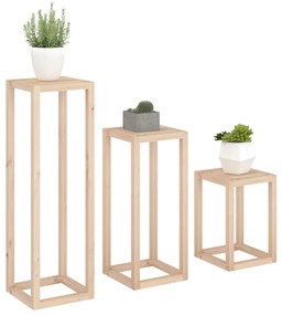 vidaXL Σετ Βάση Φυτών 3 Τεμαχίων από Μασίφ Ξύλο Πεύκου