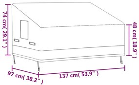 Καλύμματα Διθέσιων Πάγκων 2 τεμ. Μαύρα 198x97x48/74εκ Ύφ.Oxford - Μπεζ