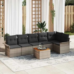 vidaXL Σετ Καναπέ Κήπου με μαξιλάρι 7 pcs Γκρι 55 x 55 x 37 εκ