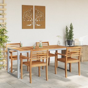 vidaXL Τραπέζι Εξωτερικού Χώρου Γκρι 180x90x75 εκ. Από Χάλυβα & Στερεό Ξύλο Ακακίας