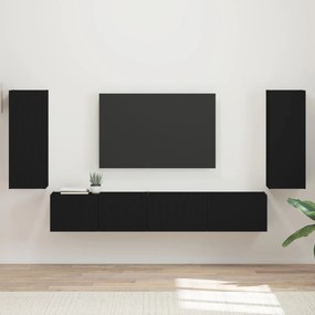 vidaXL Σετ επίπλου τηλεόρασης 4 pcs Μαύρο Επεξεργασμένο ξύλο