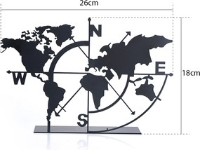 Διακοσμητικό Χώρου Μαύρο WORLD MAP 18x26x5