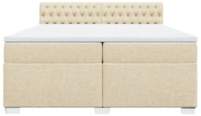 vidaXL Κρεβάτι Boxspring με Στρώμα Κρεμ 200x200 εκ. Υφασμάτινο