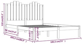 vidaXL Πλαίσιο Κρεβατιού 180x200 εκ. Μασίφ Ξύλο Πεύκου Super King Size
