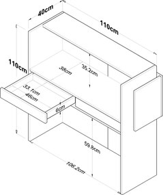 Τραπέζι Υποδοχής Λευκό / Ανθρακί FRABAFU 110x40x110