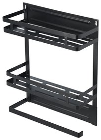 Ραφιέρα Κουζίνας Μεταλλική Διώροφη 30x11x37cm Με Βάση Για Ρολό Κουζίνας