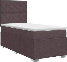 vidaXL Κρεβάτι box spring με στρώμα Σκούρο Καφέ 90 x 200 cm Ύφασμα