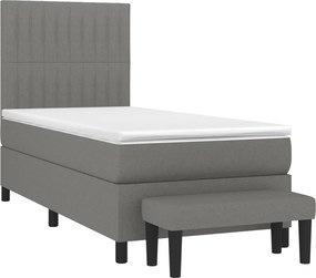vidaXL Κρεβάτι Boxspring με Στρώμα Σκούρο Γκρι 90x190 εκ. Υφασμάτινο
