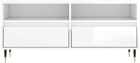 vidaXL Έπιπλο Τηλεόρασης Γυαλ. Λευκό 100x34,5x44,5 εκ. Επεξεργ. Ξύλο