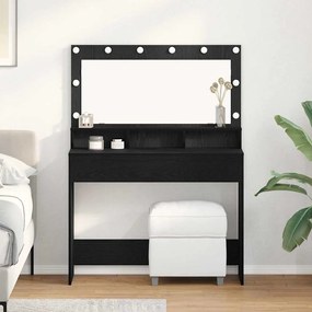 vidaXL Κομψό Τραπέζι Μακιγιάζ με Φωτιστικά LED Μαύρη Δρυς 100x41x135 εκ