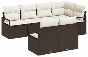 vidaXL Σετ Καναπέ Κήπου 7 pcs Καφέ Πολυ ράταν