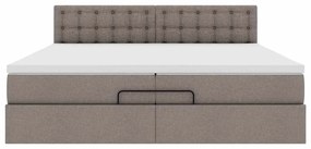 vidaXL Οθωμανικό κρεβάτι με στρώμα Taupe 200x200 cm Ύφασμα