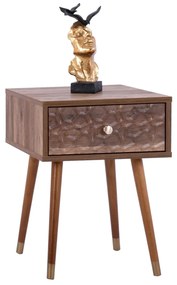 Τραπεζάκι σαλονιού - Βοηθητικό SHANICE με Ανάγλυφη Υφή Καρυδί 39x39x52Υ εκ. 39x39x52 εκ.