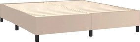 vidaXL Κρεβάτι Boxspring Στρώμα&amp;LED Καπουτσίνο 160x200 εκ. Συνθ. Δέρμα