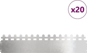 vidaXL Περιγράμματα γκαζόν 20 pcs Ασημί 103 x 0,05 x 22 εκ